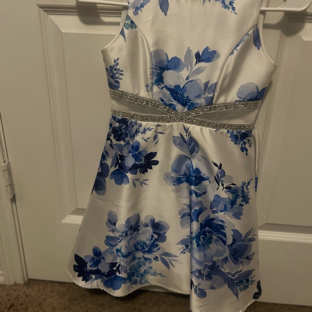 Xhilaration Blue and White Floral Dress